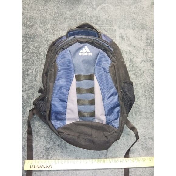 ADIDAS BACKPACK BLACK Blue BOOKBAG SPORTS 3 Stripe - Picture 1 of 4